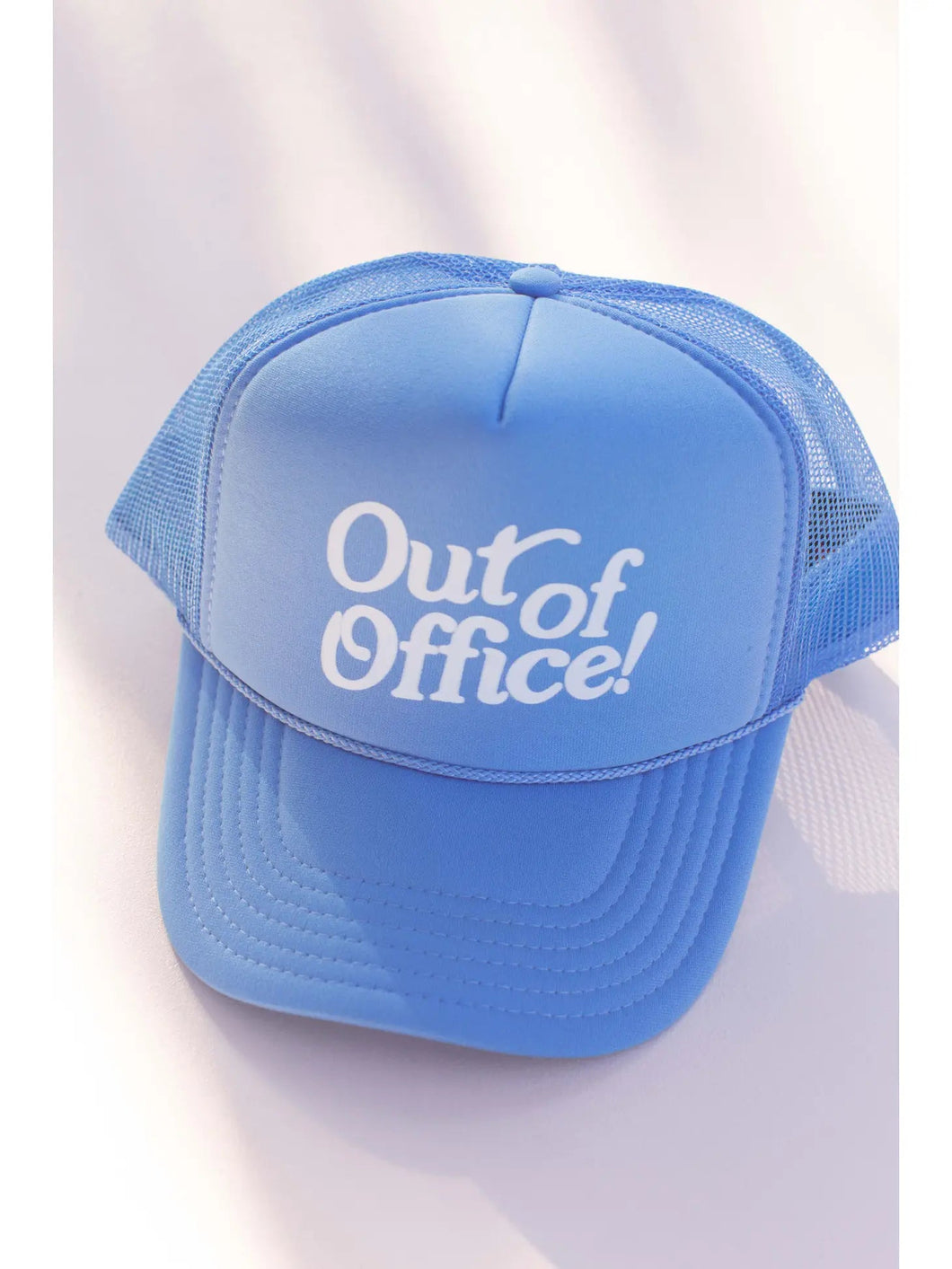 Out Of Office Baby Blue Trucker Hat